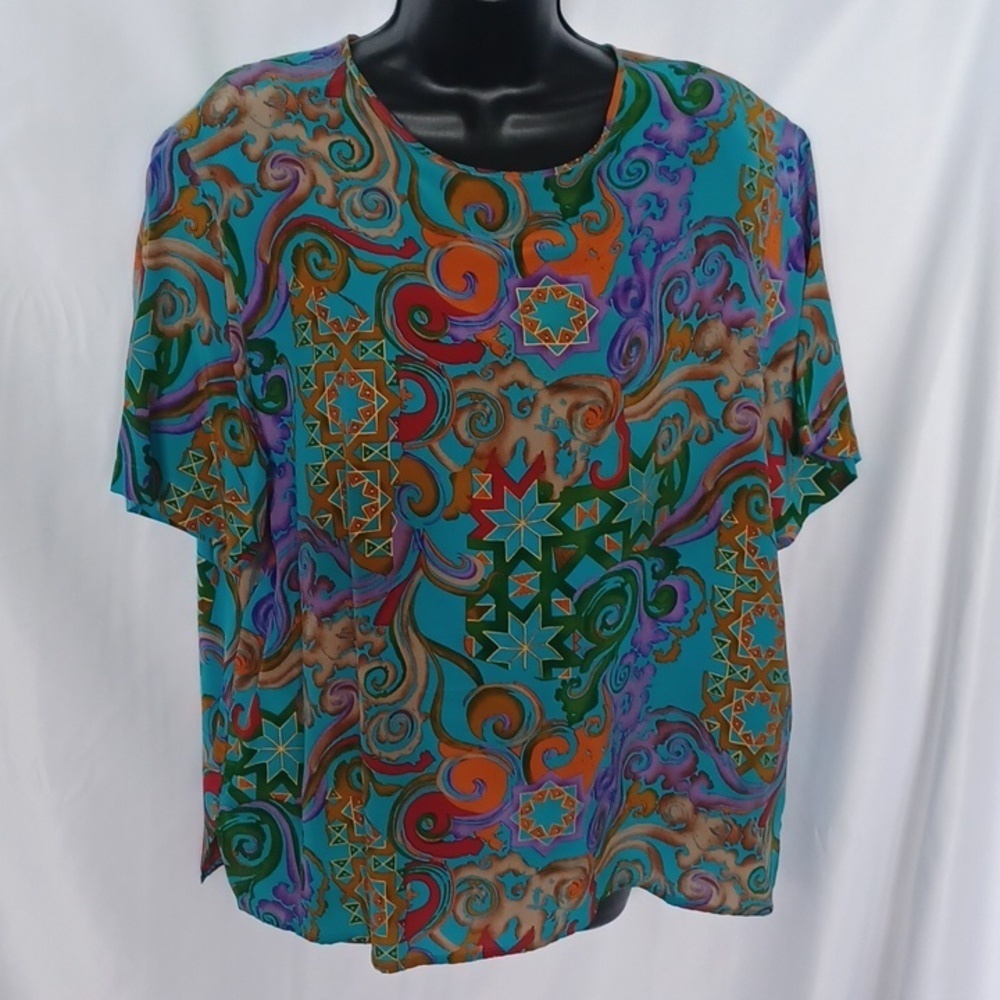 Vintage Christie & Jill 100% Silk Blouse, 23” PTP, 26” L